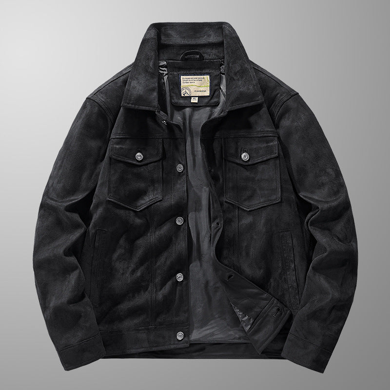 Heren jack – Suède – Slim fit – Knoopsluiting – Borstzakken – Taillelengte