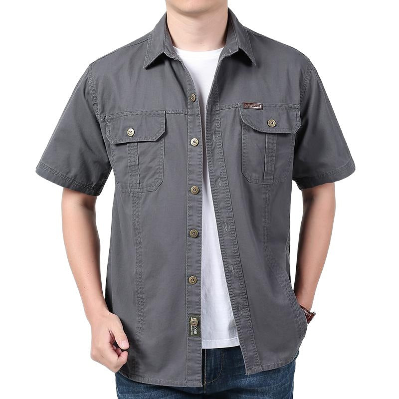 Heren Overhemd Korte Mouw – Relaxed Fit – Katoenmix – Button-Up met Borstzakken