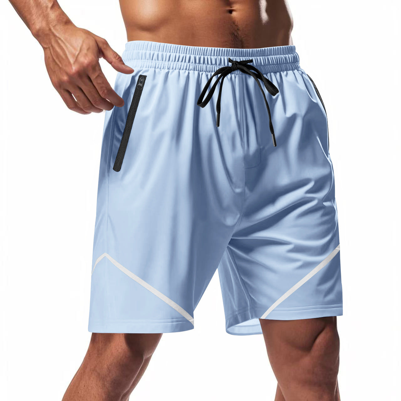 Heren Sportshort – Sneldrogend – Losse Pasvorm – Kniehoogte – Ritszakken – Trekkoord
