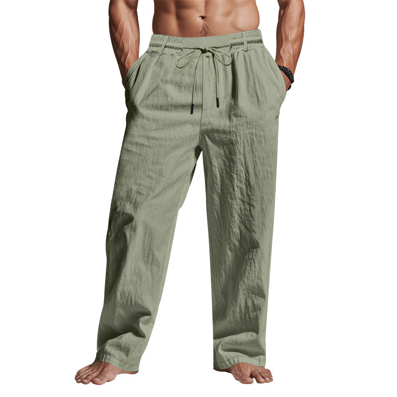 Heren Linnen Broek – Relaxed Fit – Volledige Lengte – Ademend met Trekkoord