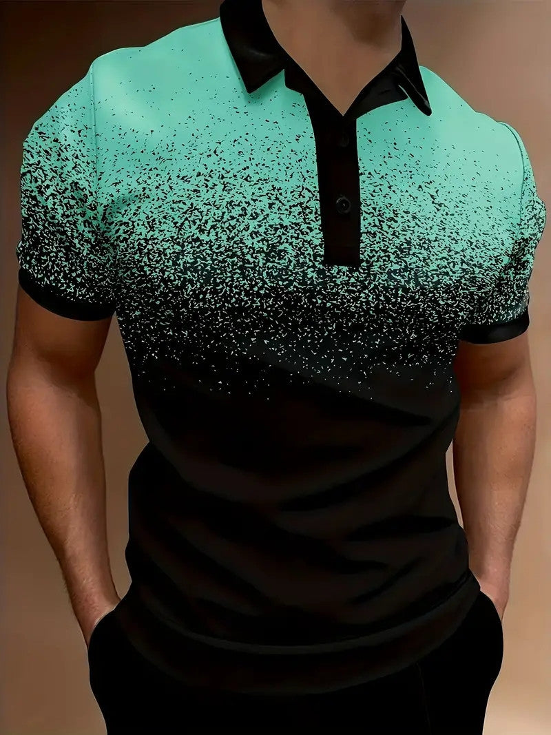 Heren Polo Shirt – Slim Fit – Ademend Materiaal – Gradient Print – Casual Stijl