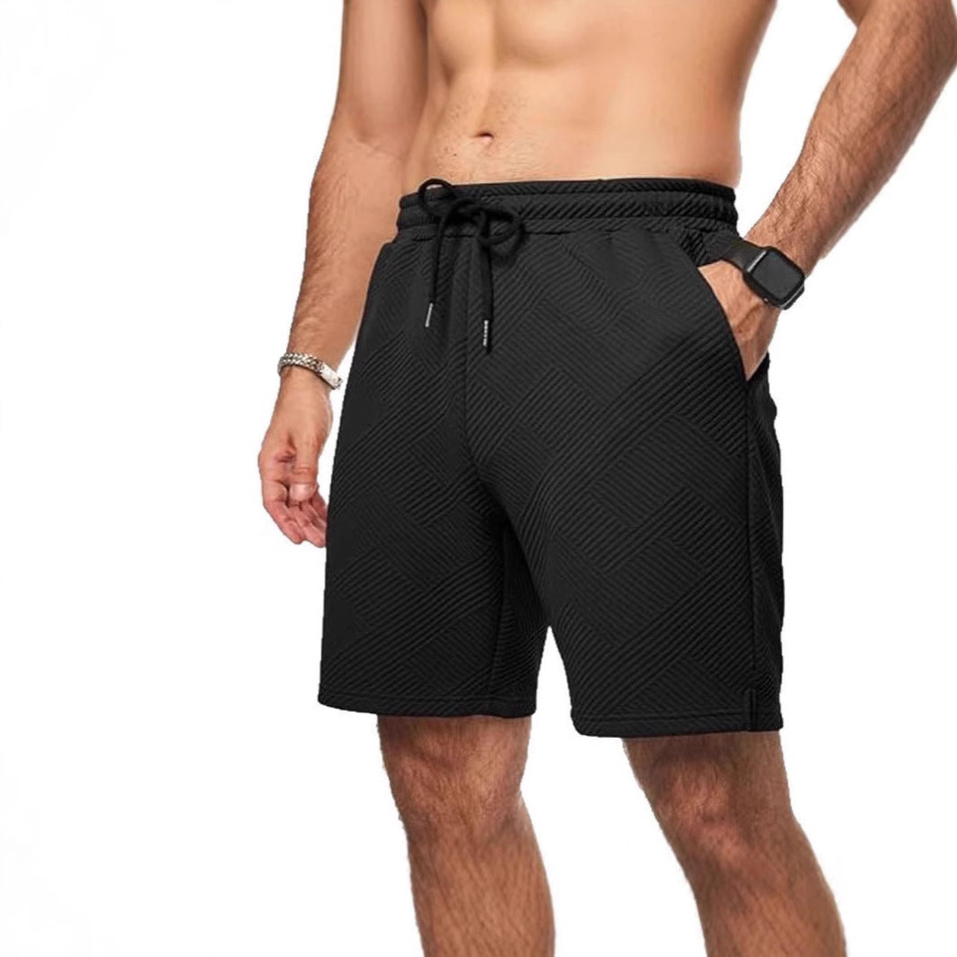 Heren Shorts – Losse Pasvorm – Ademend Textuurpatroon – Verstelbare Taille – Knie Lengte