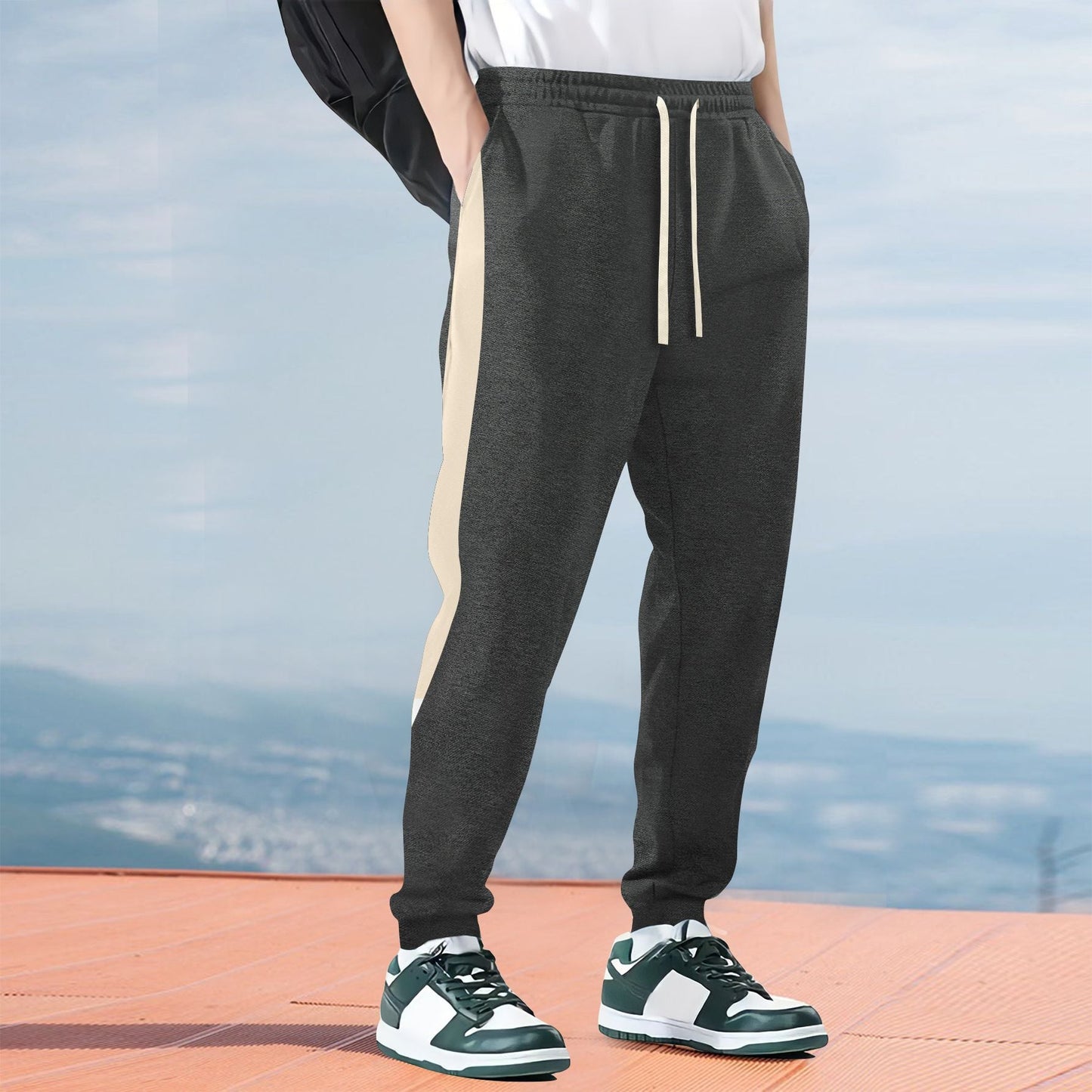 Heren Joggingbroek – Relaxed Fit – Katoenmix – Zijstreep – Boorden – Trekkoord Taille