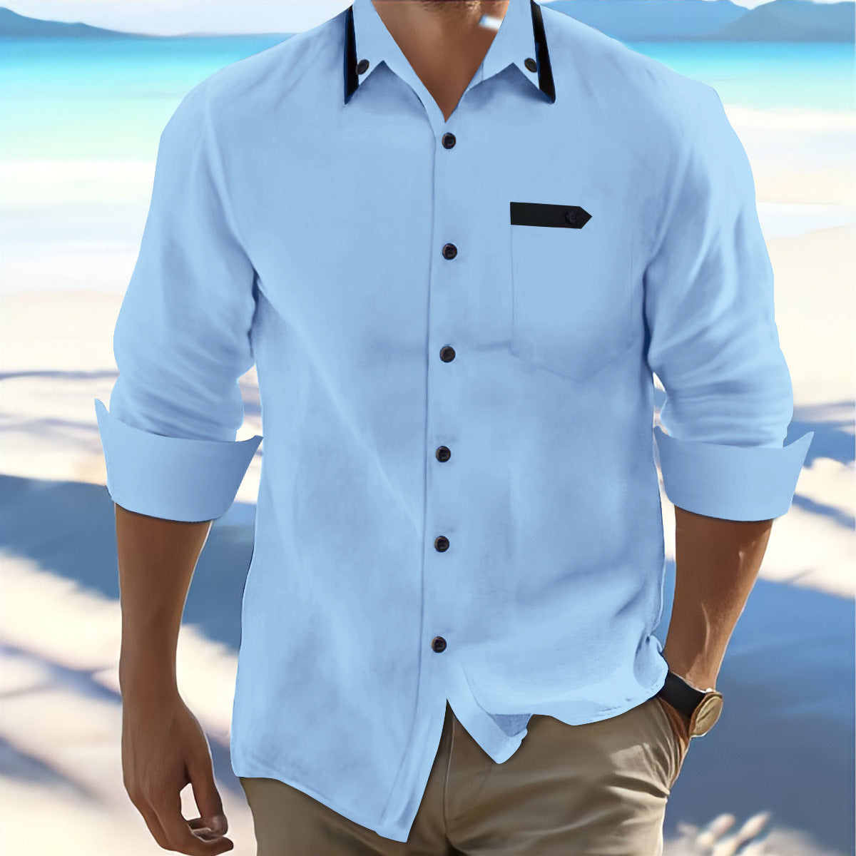 Heren Overhemd – Regular Fit – Ademende Stof – Omgeslagen Mouwen – Casual Look