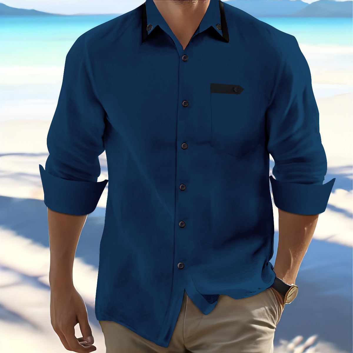 Heren Overhemd – Regular Fit – Ademende Stof – Omgeslagen Mouwen – Casual Look