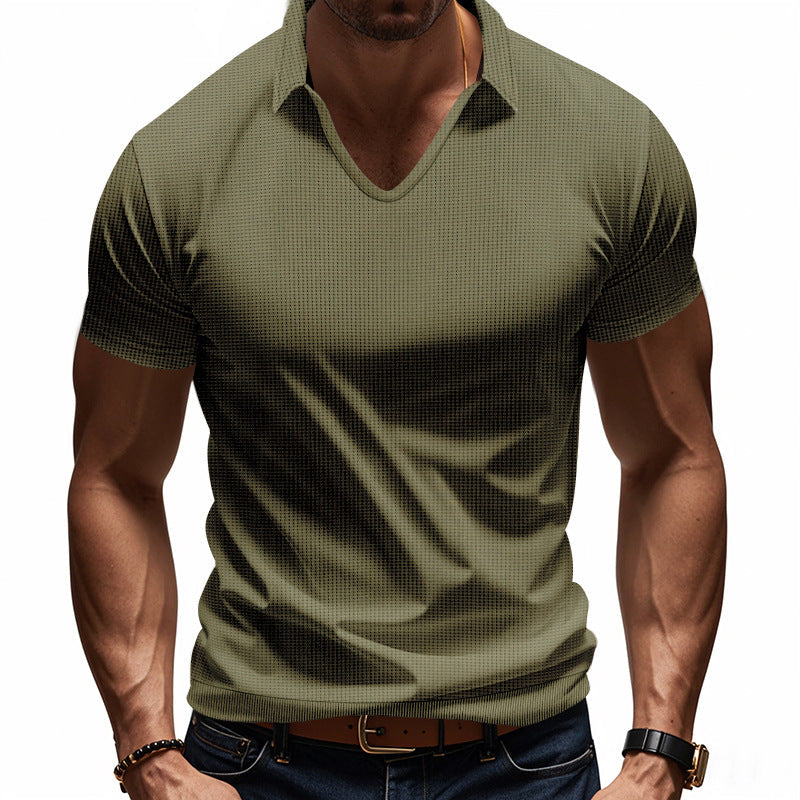 Heren Poloshirt – V-hals – Relaxte Pasvorm – Ademend Katoen – Casual Stijl