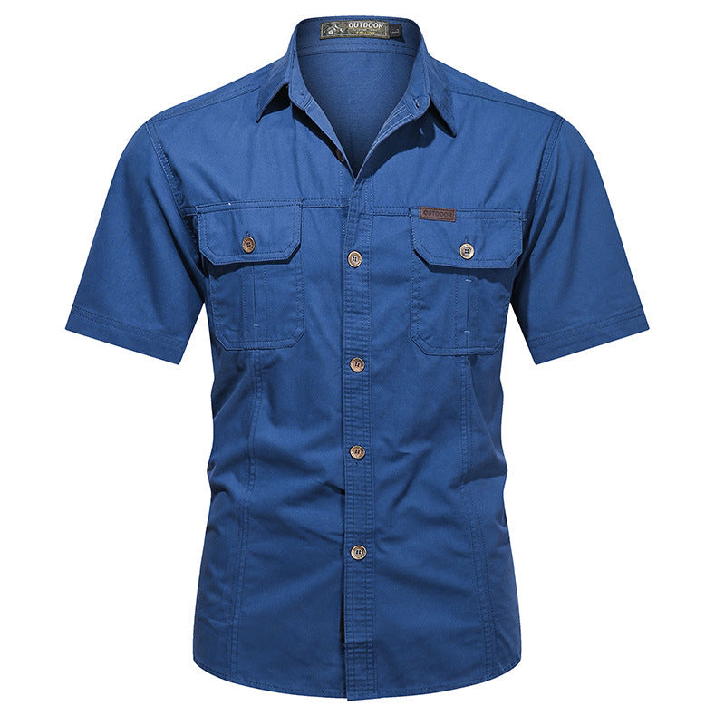 Heren Overhemd Korte Mouw – Relaxed Fit – Katoenmix – Button-Up met Borstzakken