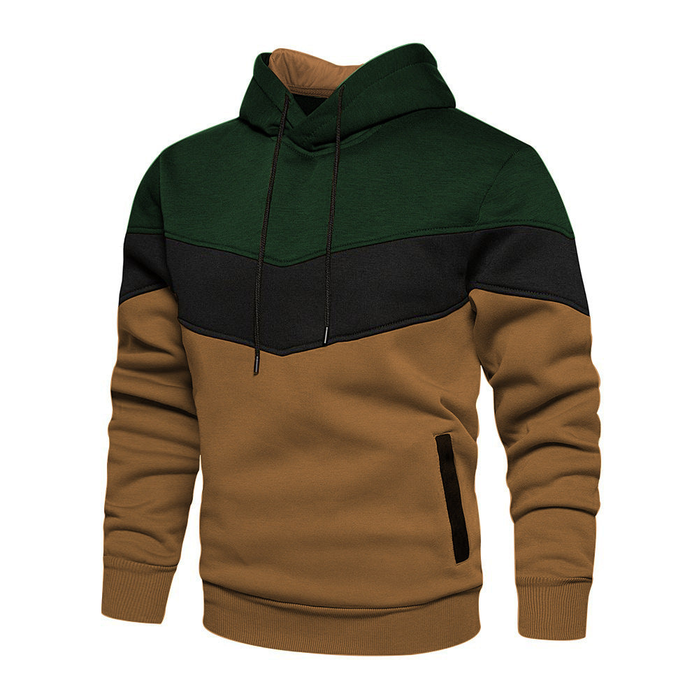Heren Hoodie – Losse Pasvorm – Katoenmix – Colorblock – Zijzakken – Casual