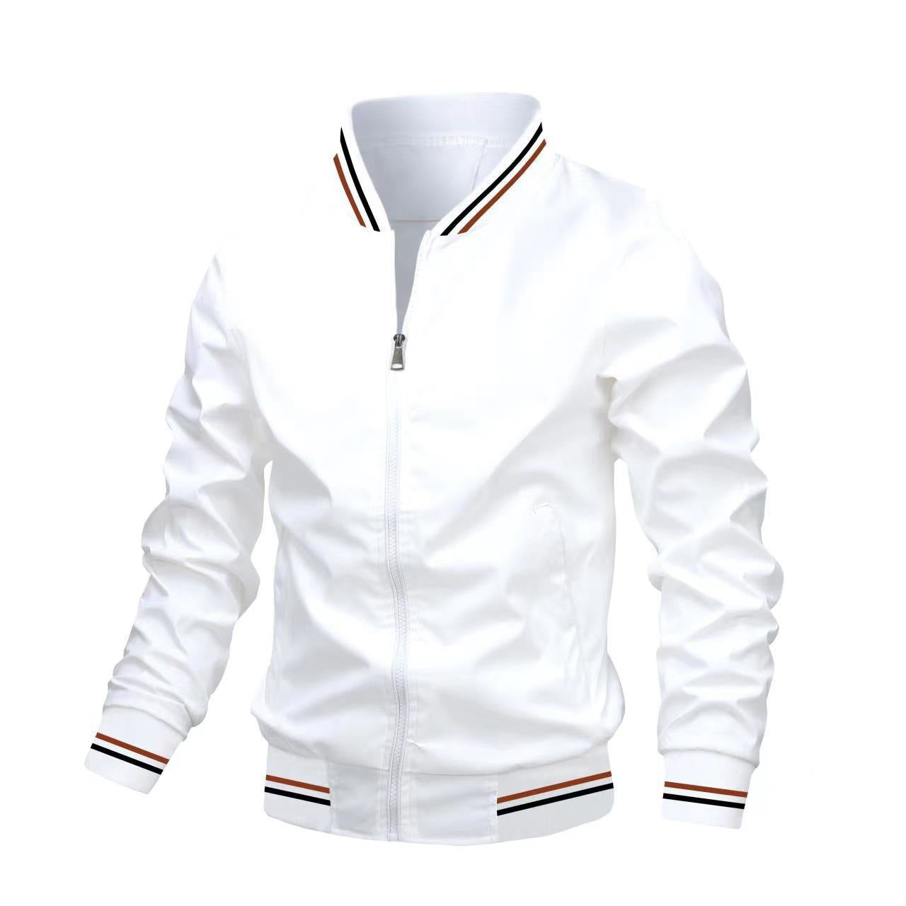 Heren Jack – Slim Fit – Opstaande Kraag – Ribboorden – Ritsluiting