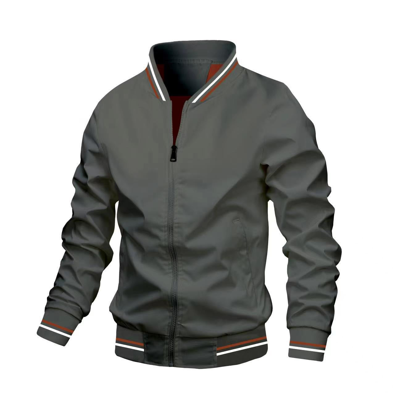 Heren Jack – Slim Fit – Opstaande Kraag – Ribboorden – Ritsluiting