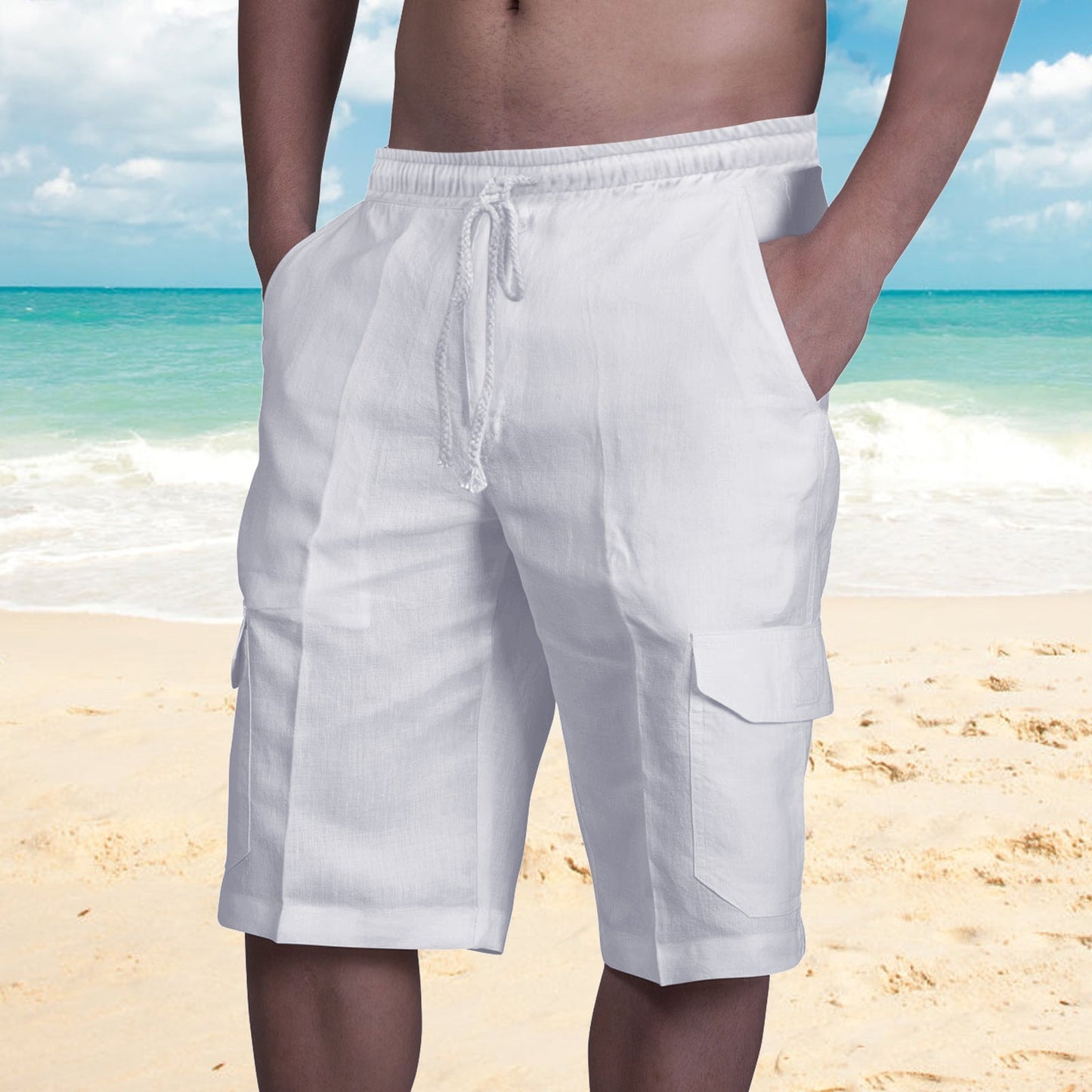 Heren cargo short – Relaxed fit – Ademend materiaal – Flapzakken – Elastische tailleband