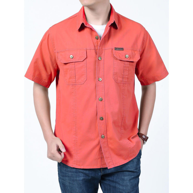 Heren Overhemd Korte Mouw – Relaxed Fit – Katoenmix – Button-Up met Borstzakken