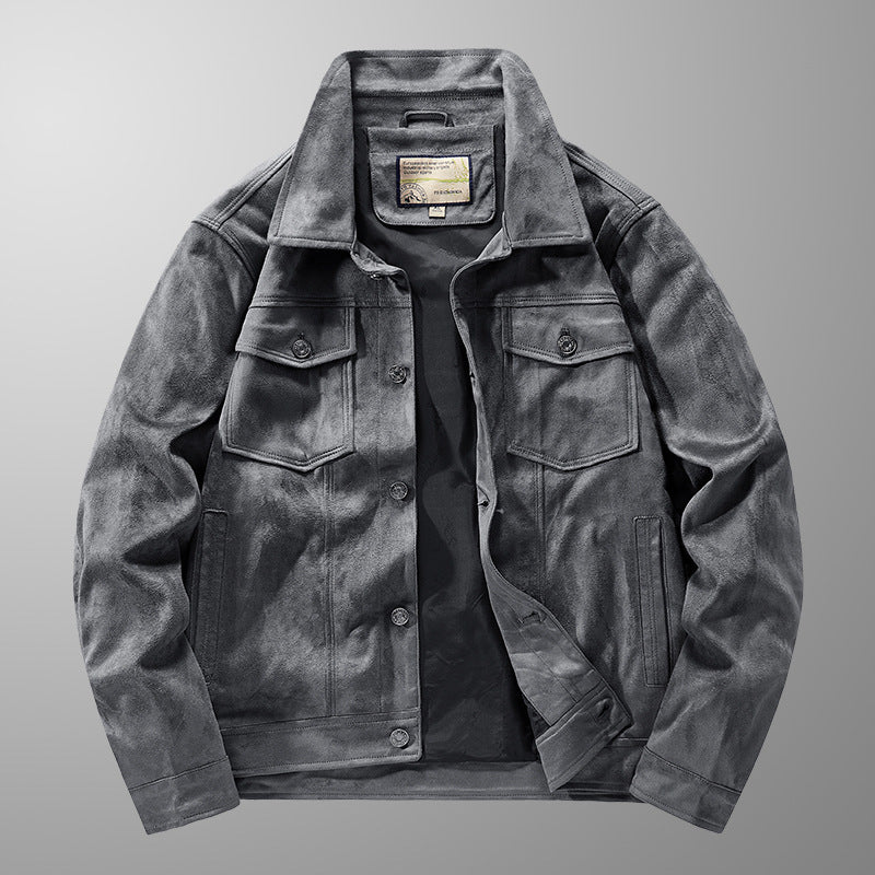 Heren jack – Suède – Slim fit – Knoopsluiting – Borstzakken – Taillelengte
