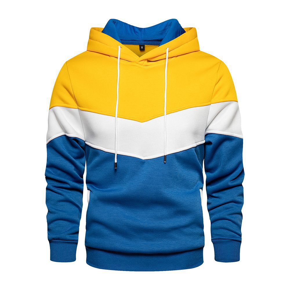 Heren Hoodie – Losse Pasvorm – Katoenmix – Colorblock – Zijzakken – Casual