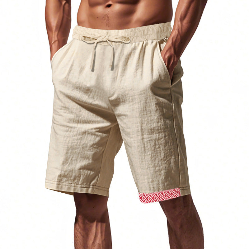 Heren Short – Losse Pasvorm – Natuurlijke Stoffen – Trekkoord – Boho Afwerking