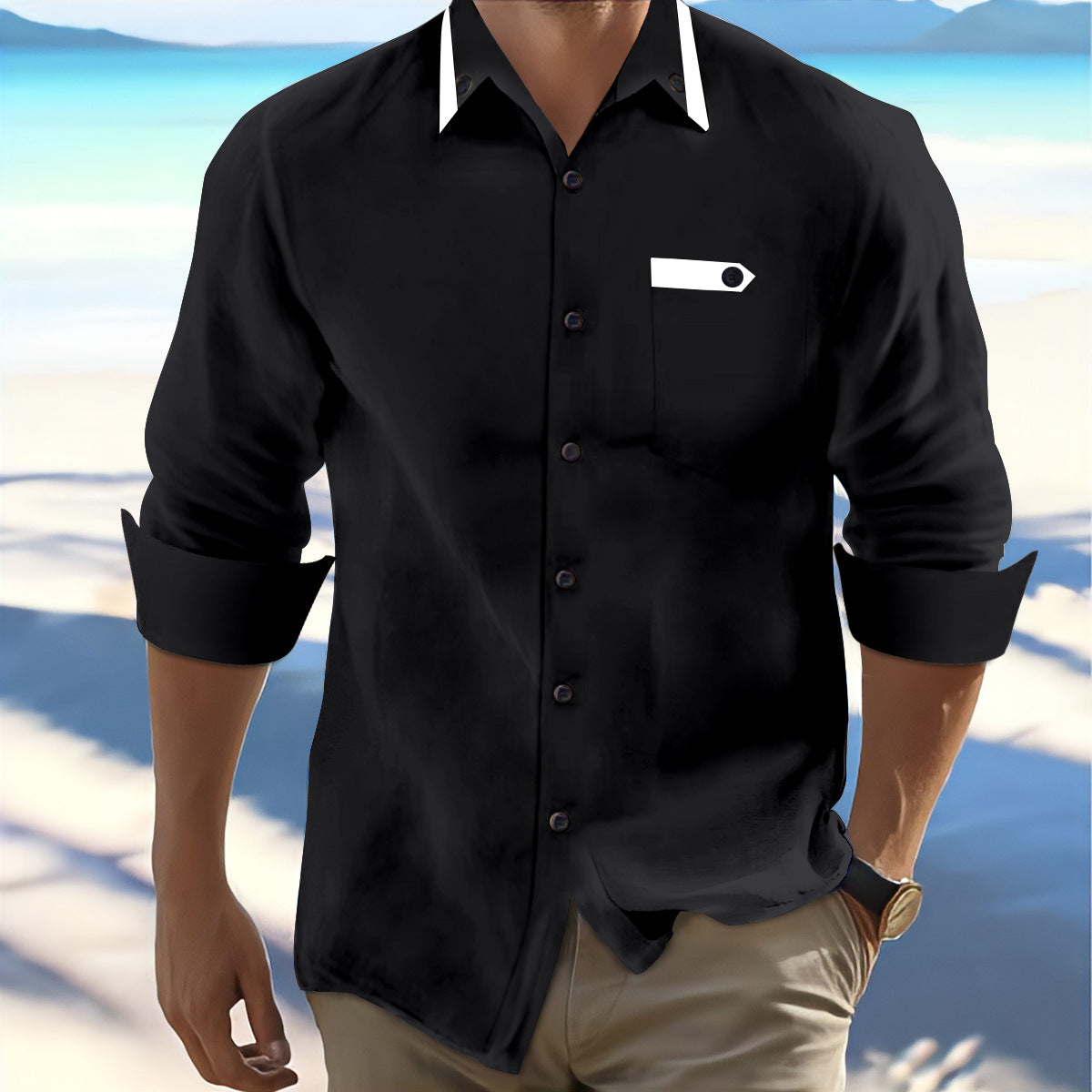 Heren Overhemd – Regular Fit – Ademende Stof – Omgeslagen Mouwen – Casual Look