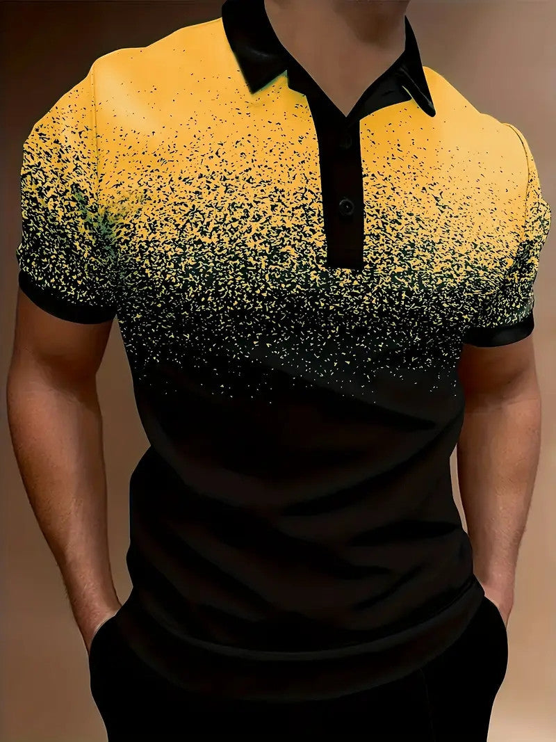 Heren Polo Shirt – Slim Fit – Ademend Materiaal – Gradient Print – Casual Stijl