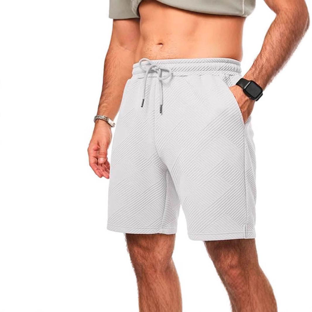 Heren Shorts – Losse Pasvorm – Ademend Textuurpatroon – Verstelbare Taille – Knie Lengte
