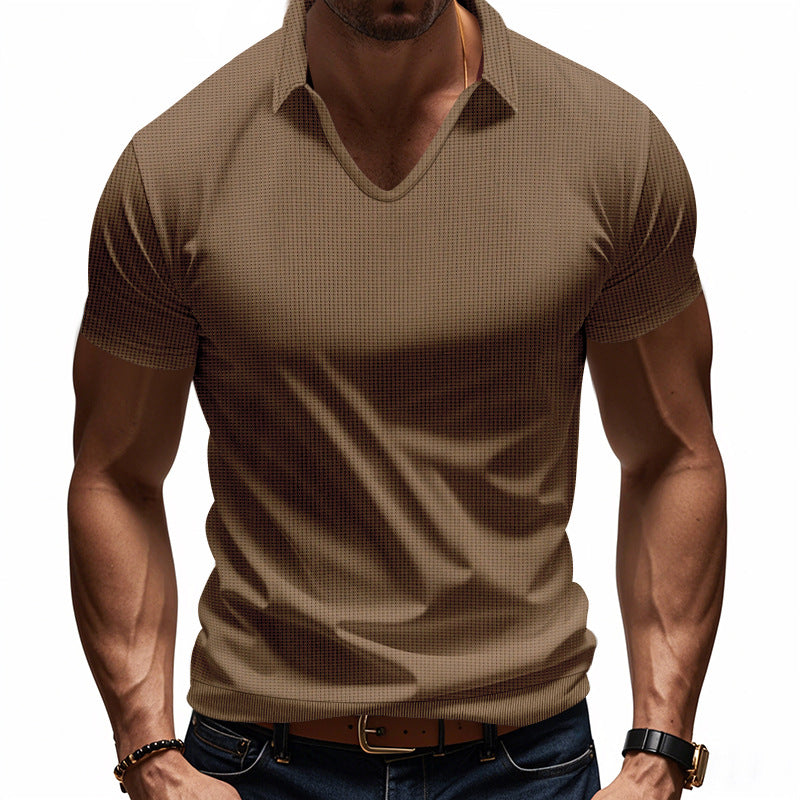 Heren Poloshirt – V-hals – Relaxte Pasvorm – Ademend Katoen – Casual Stijl