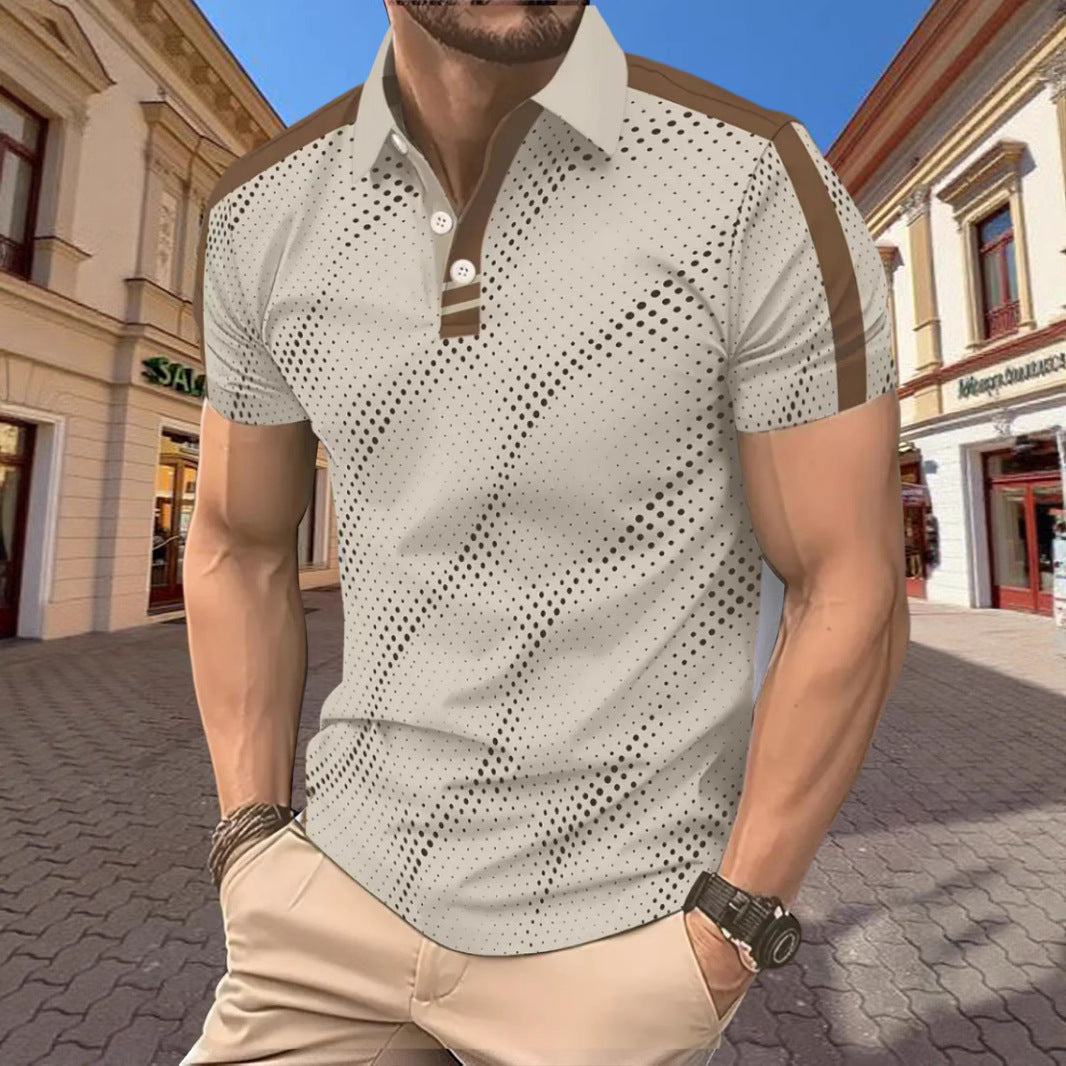 Heren Polo Shirt – Slim Fit – Ademend Materiaal – Grafisch Design – Sportieve Strepen