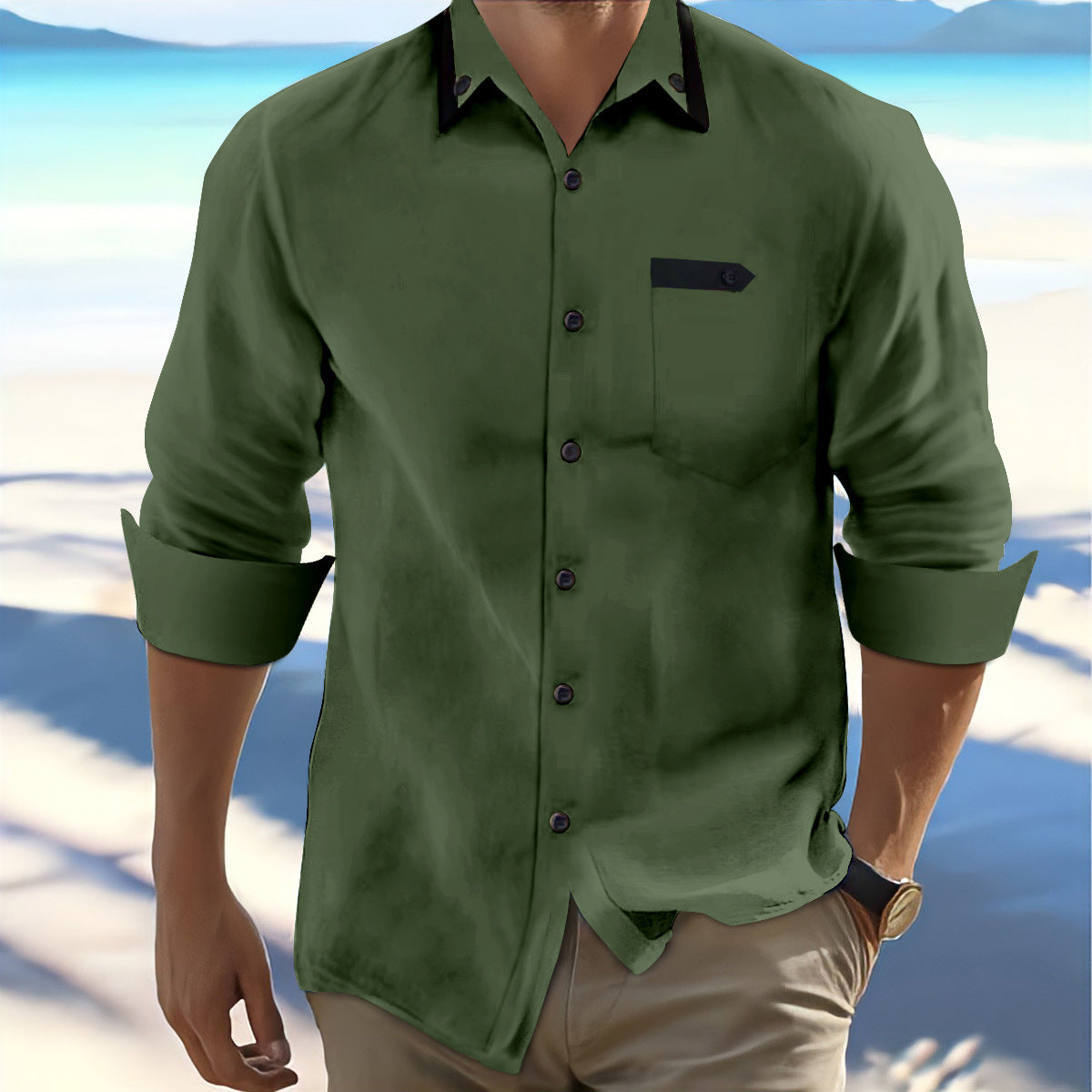 Heren Overhemd – Regular Fit – Ademende Stof – Omgeslagen Mouwen – Casual Look