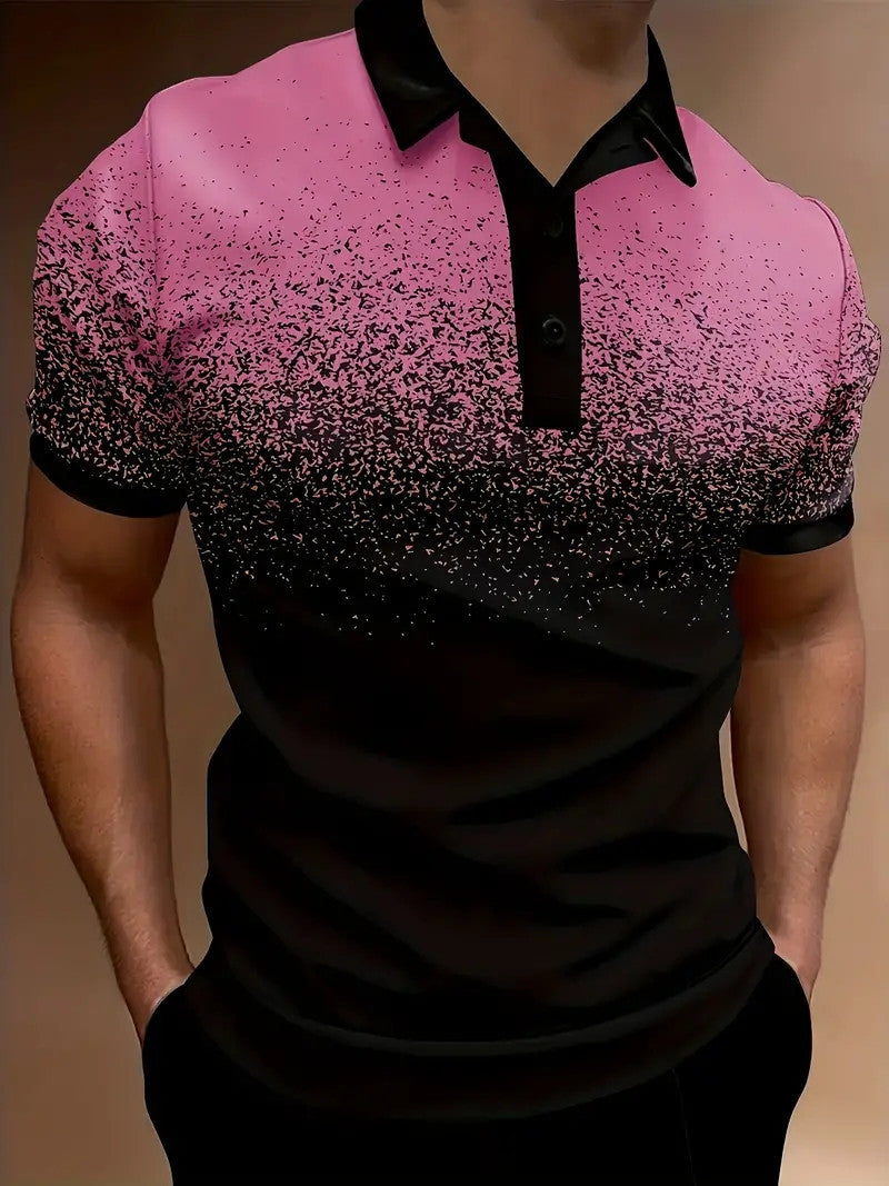 Heren Polo Shirt – Slim Fit – Ademend Materiaal – Gradient Print – Casual Stijl