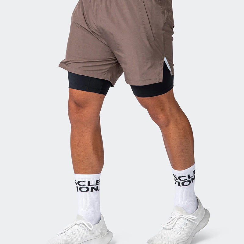 Heren Sportshort – Slanke Pasvorm – Ademend – Stretch Binnenbroek – Dubbele Laag