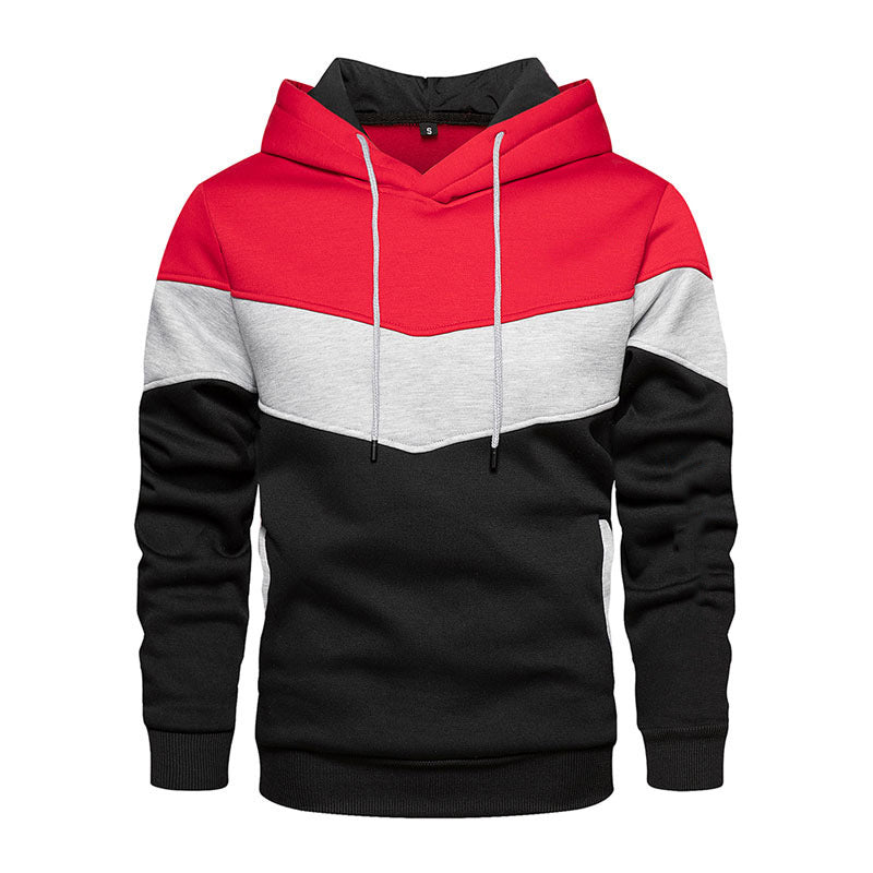 Heren Hoodie – Losse Pasvorm – Katoenmix – Colorblock – Zijzakken – Casual