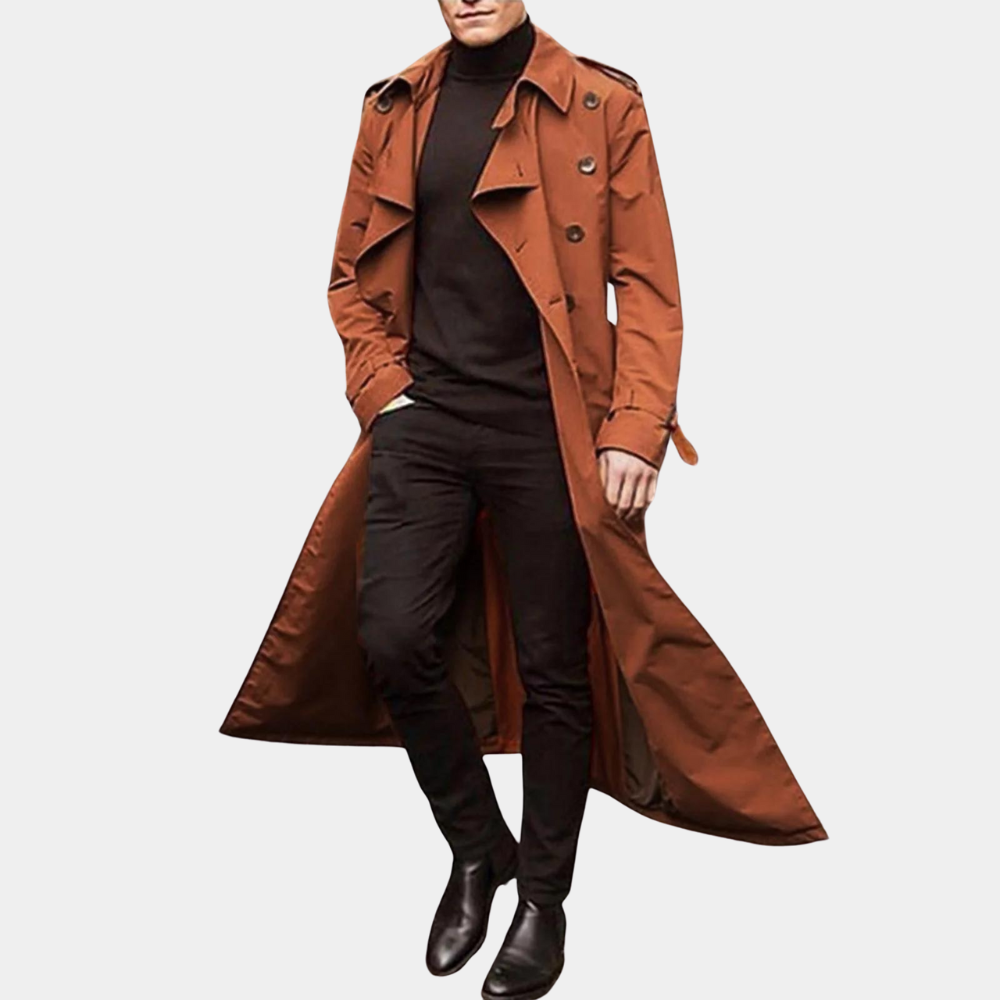 Heren trenchcoat – Getailleerd model – Katoen – Dubbelrijig met ceintuur