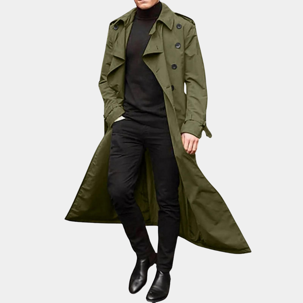 Heren trenchcoat – Getailleerd model – Katoen – Dubbelrijig met ceintuur