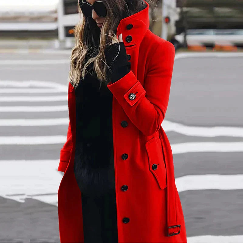 Edyta | Lange Trenchcoat Met Knopen