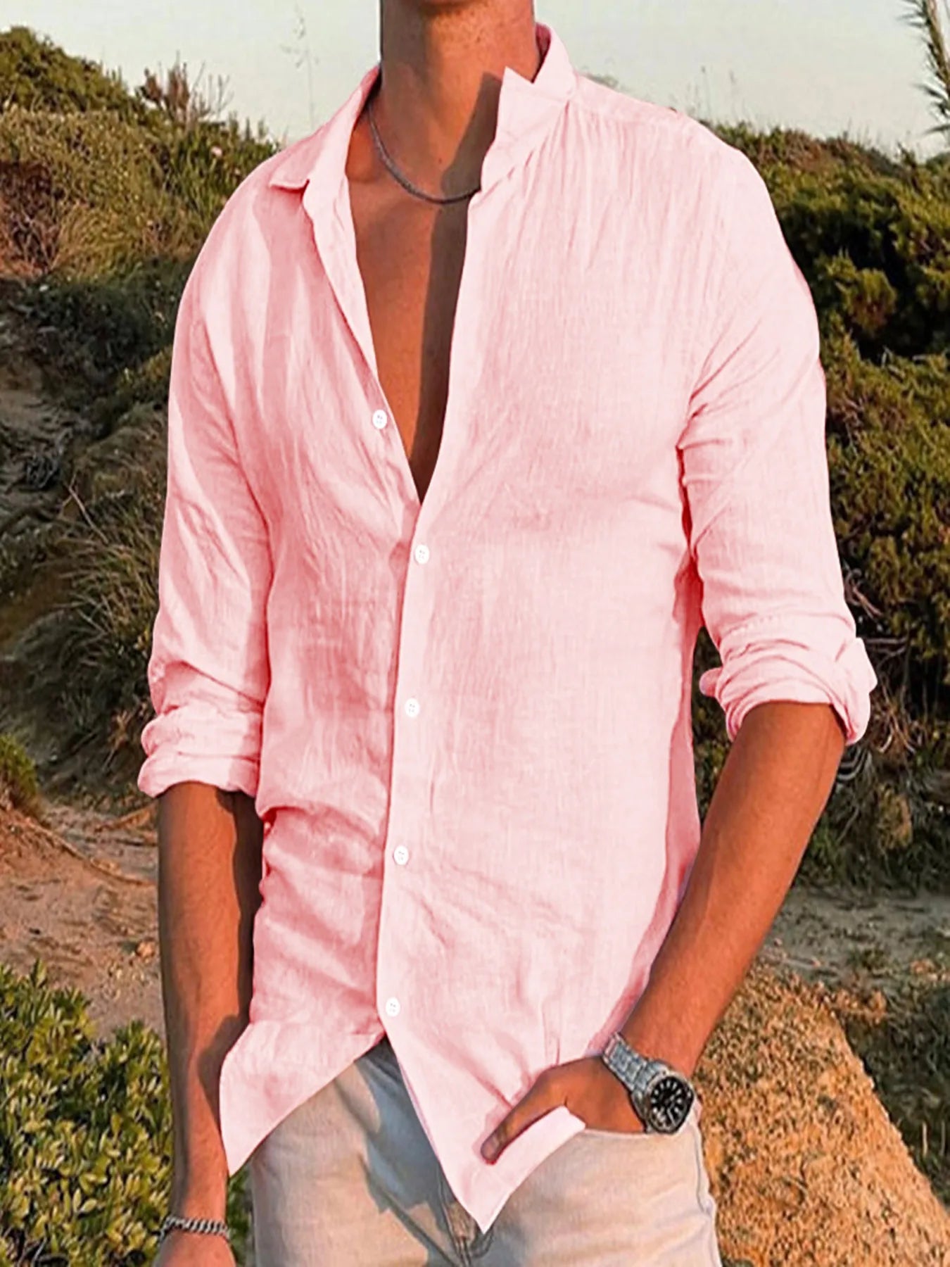 Caerwyn | Effen Lange Mouwen Shirt