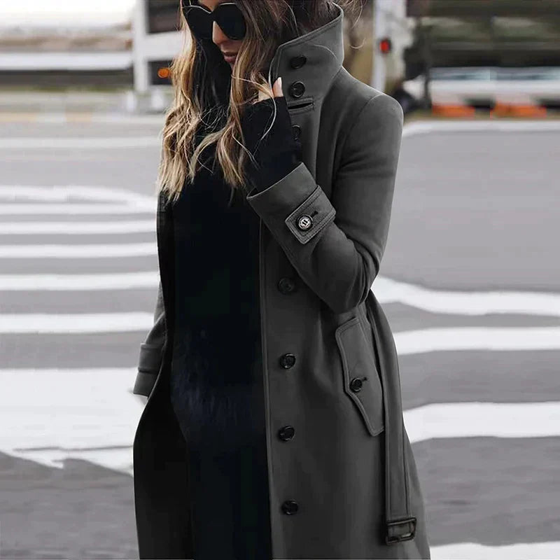 Edyta | Lange Trenchcoat Met Knopen