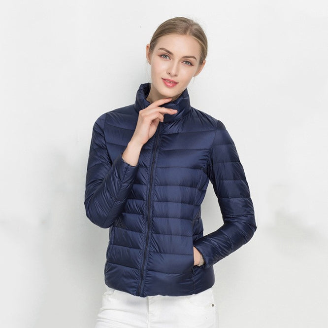 Dames Jas – Slim Fit – Lichtgewicht Gewatteerd – Hoge Kraag – Heuplengte