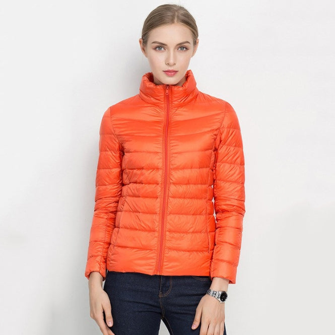 Dames Jas – Slim Fit – Lichtgewicht Gewatteerd – Hoge Kraag – Heuplengte