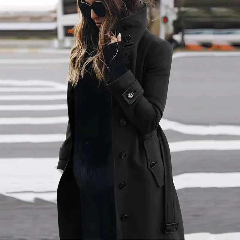 Edyta | Lange Trenchcoat Met Knopen