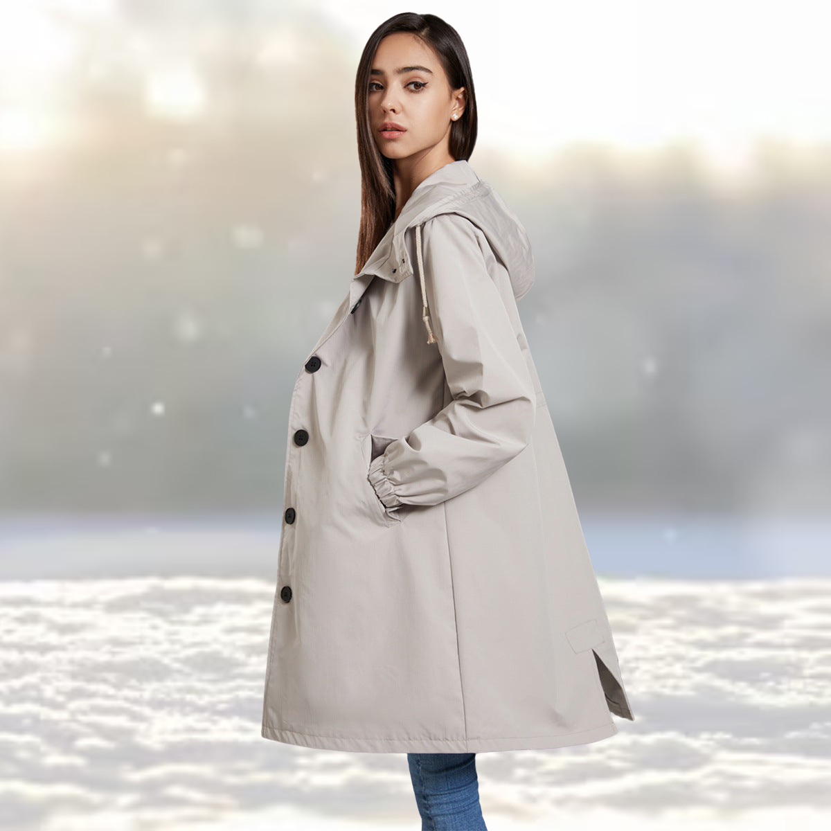 Anneka | Waterdichte Trench Met Capuchon