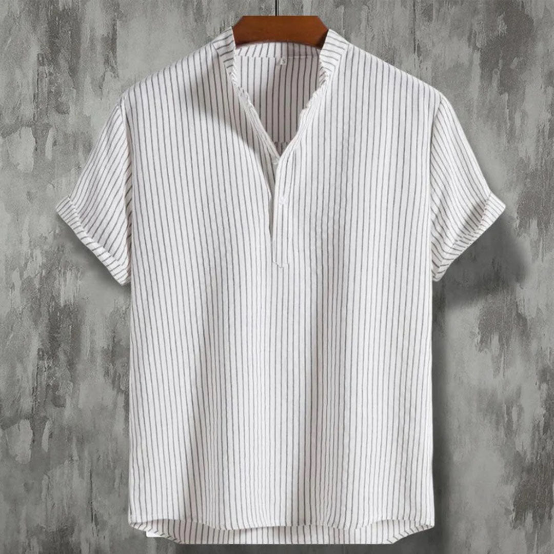 Mael | Comfortabele Gestreept Henley Overhemd