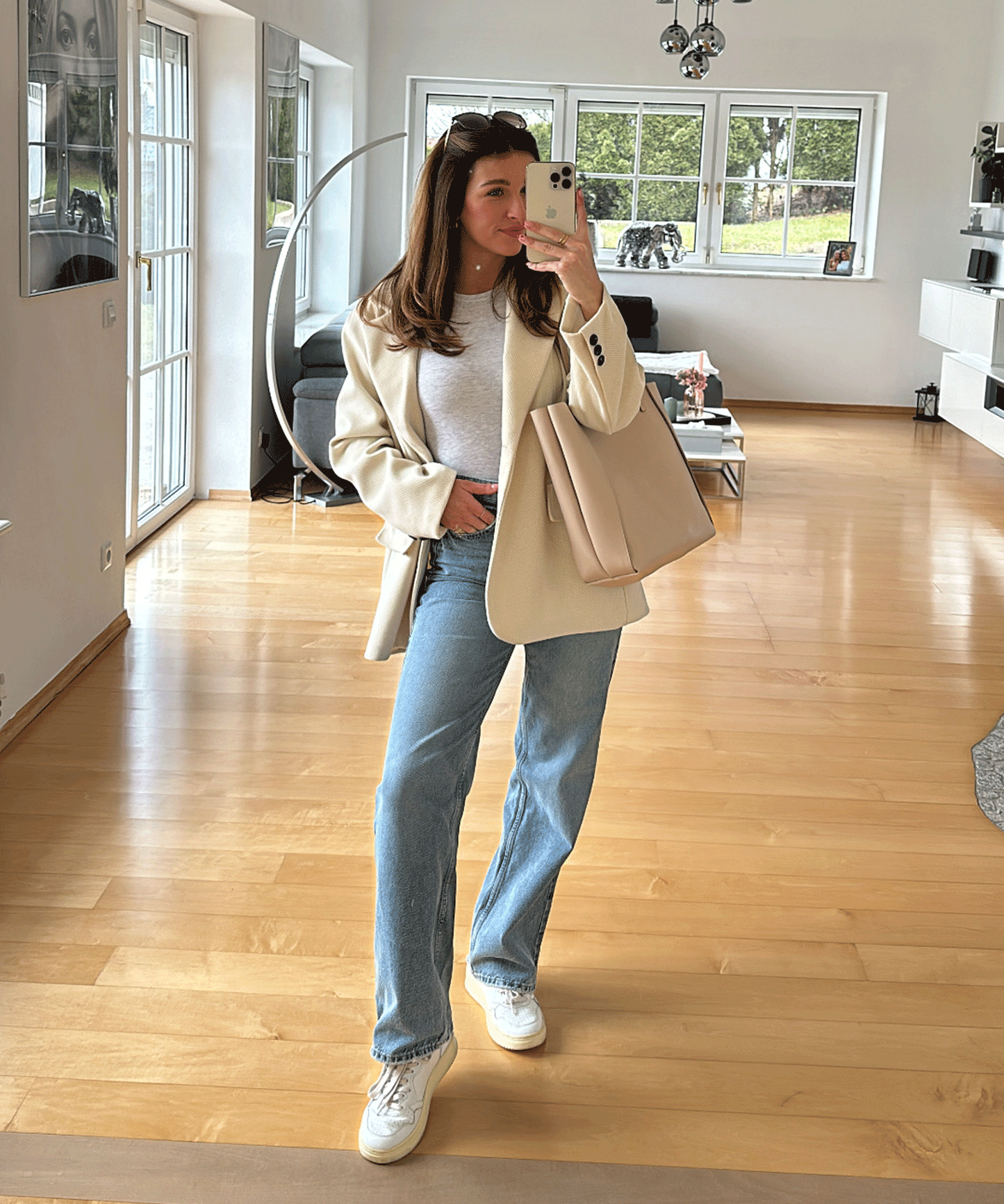 Vimala | Beige Oversized Casual Blazer