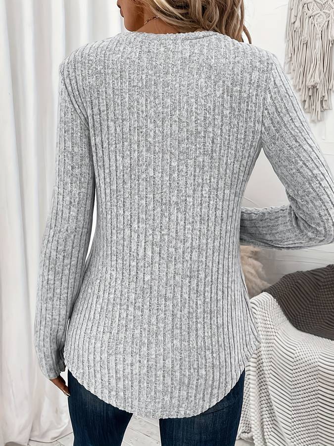 Rosa | Geribbelde V-hals Top