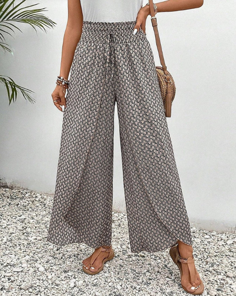 Aline | Geometrische Wijde Pijpen Broek