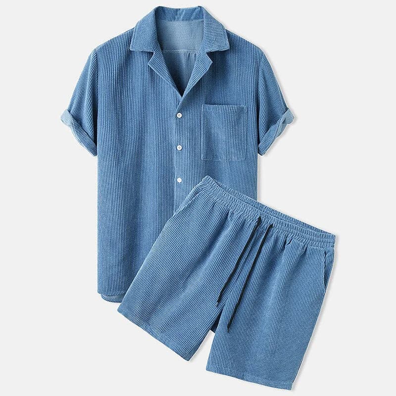 Heren set met shirt en korte broek – Relaxte Pasvorm – Ademend – Textuur casual stijl