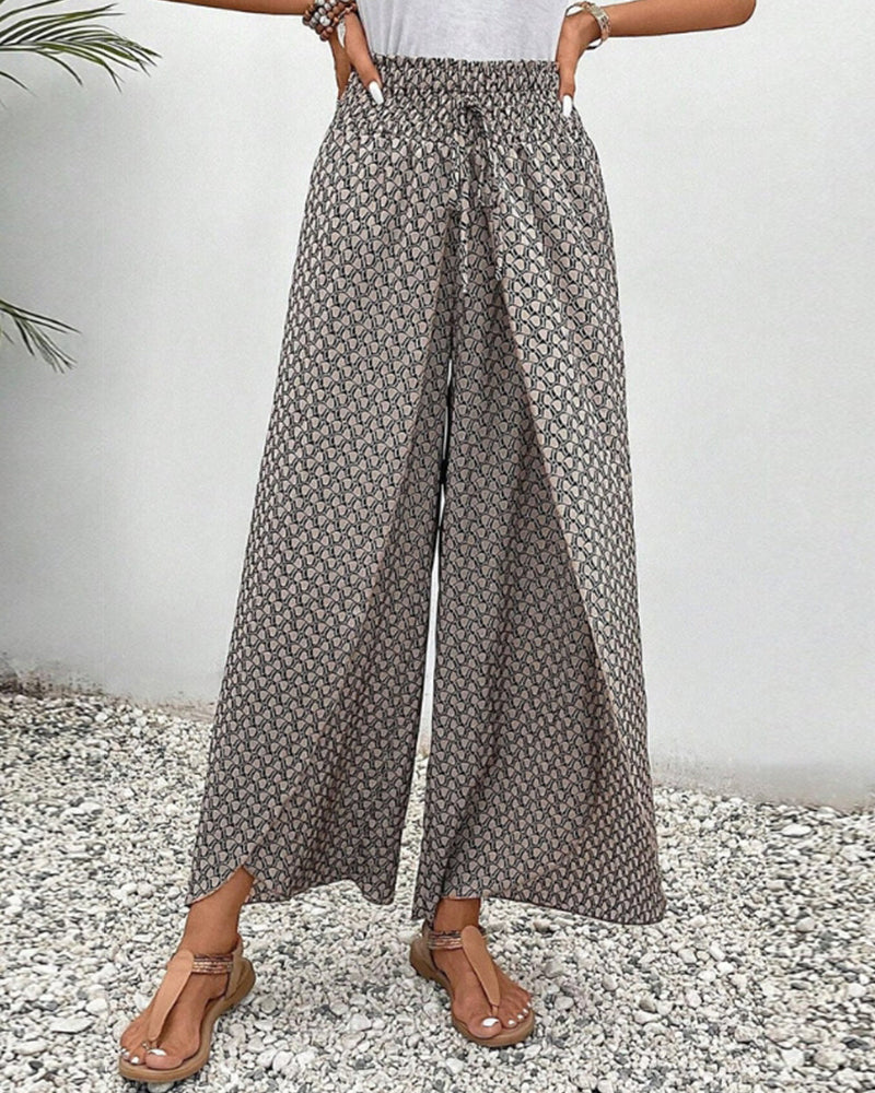 Aline | Geometrische Wijde Pijpen Broek