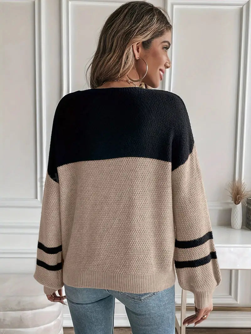 Sanneke | Gebreide Colorblock Trui