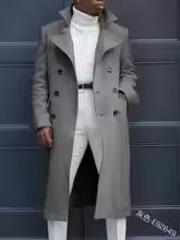Heren trenchcoat – wolmix – relaxed fit – double-breasted – middenlang model