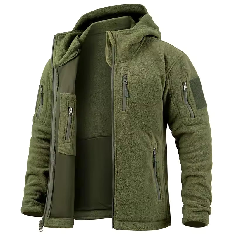 Heren Fleece Jas – Relaxed Fit – Capuchon – Volledige Rits – Functionele Zakken