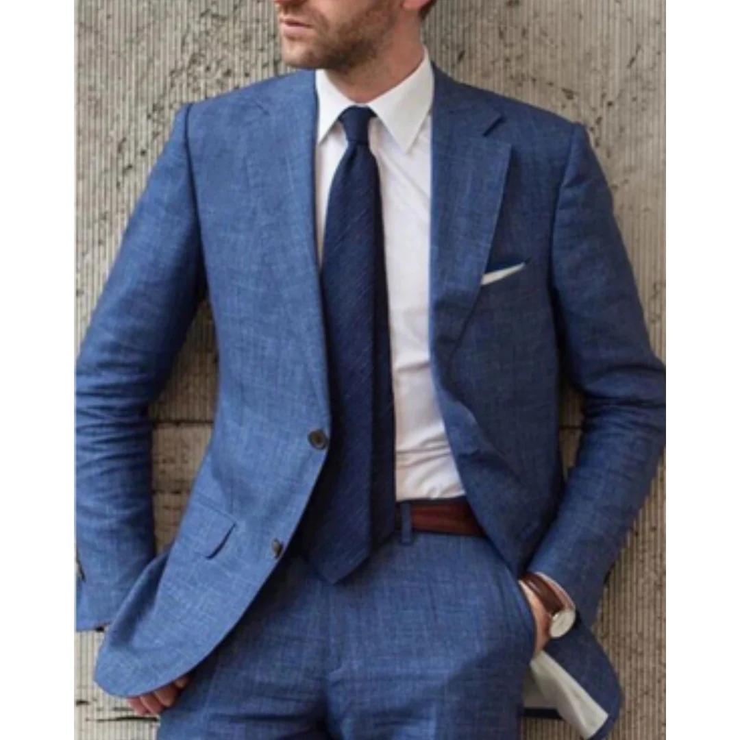 Heren Blazer Jacket – Slim Fit – Wol Look – Notch Revers – Twee Knopen – Formeel