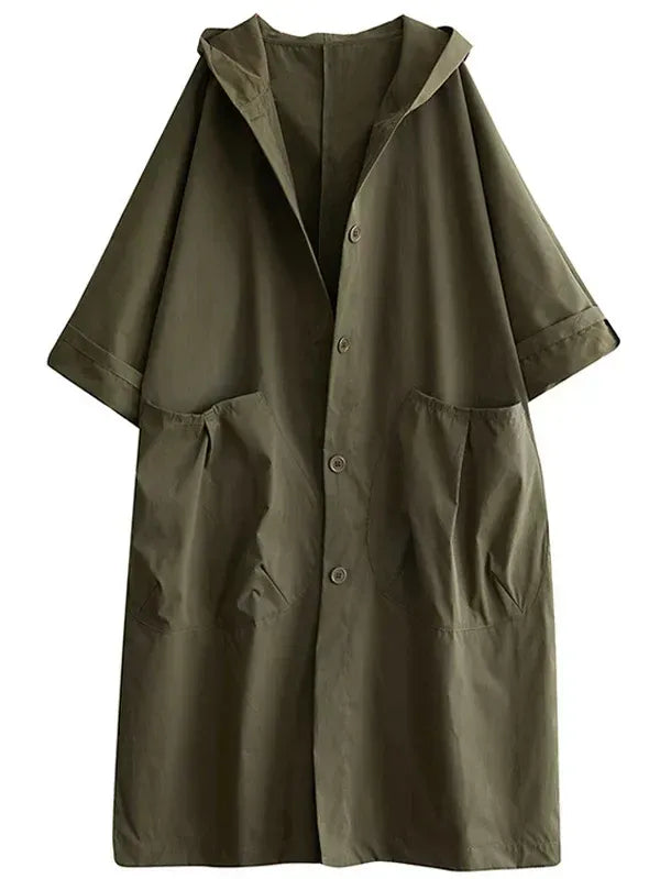 Dames trenchcoat – Oversized pasvorm – Waterdicht met capuchon – Lange casual stijl