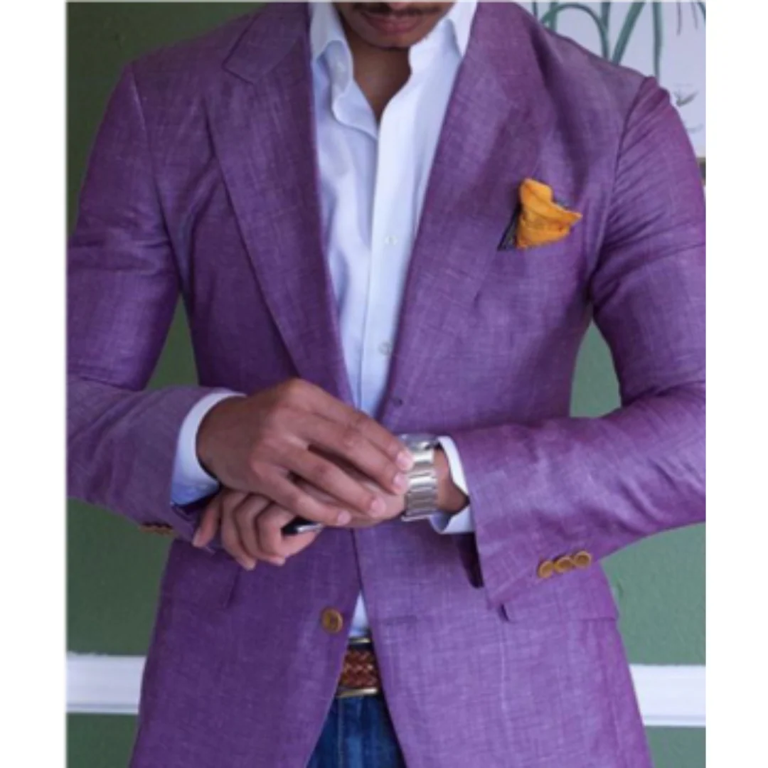 Heren Blazer Jacket – Slim Fit – Wol Look – Notch Revers – Twee Knopen – Formeel