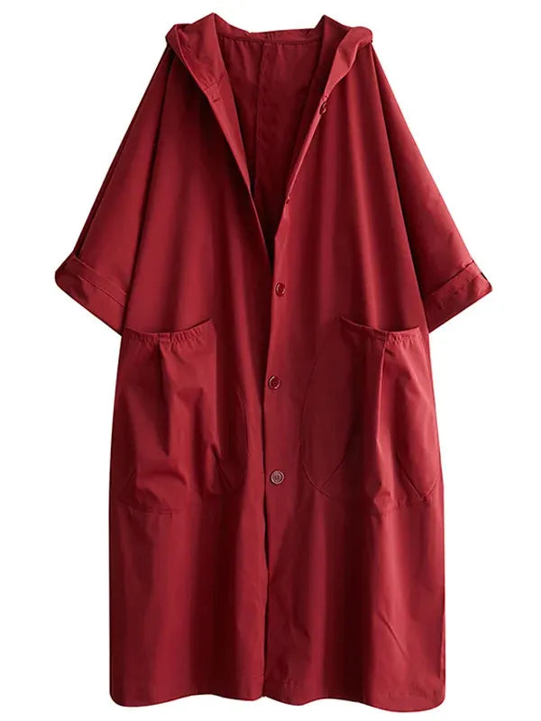 Dames trenchcoat – Oversized pasvorm – Waterdicht met capuchon – Lange casual stijl
